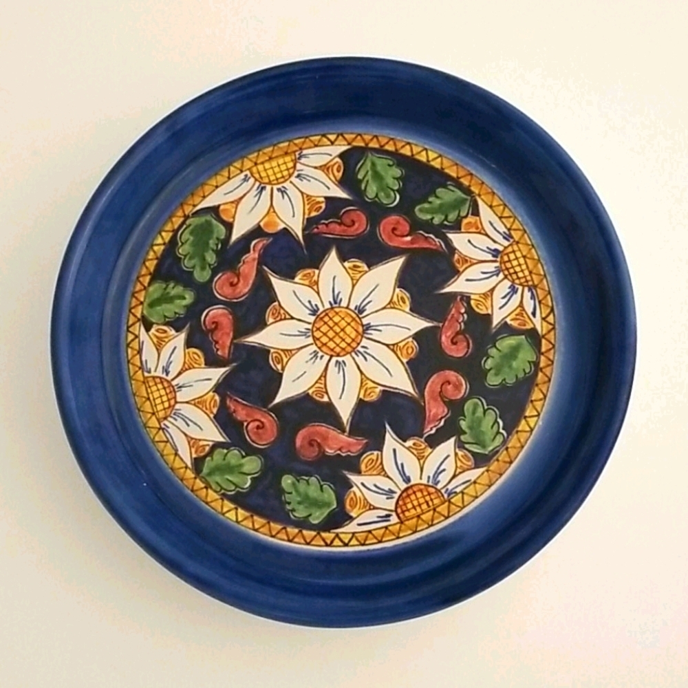 Artigianato Italiano/Italy Floral art Trinket tray, saucer, Ashtray